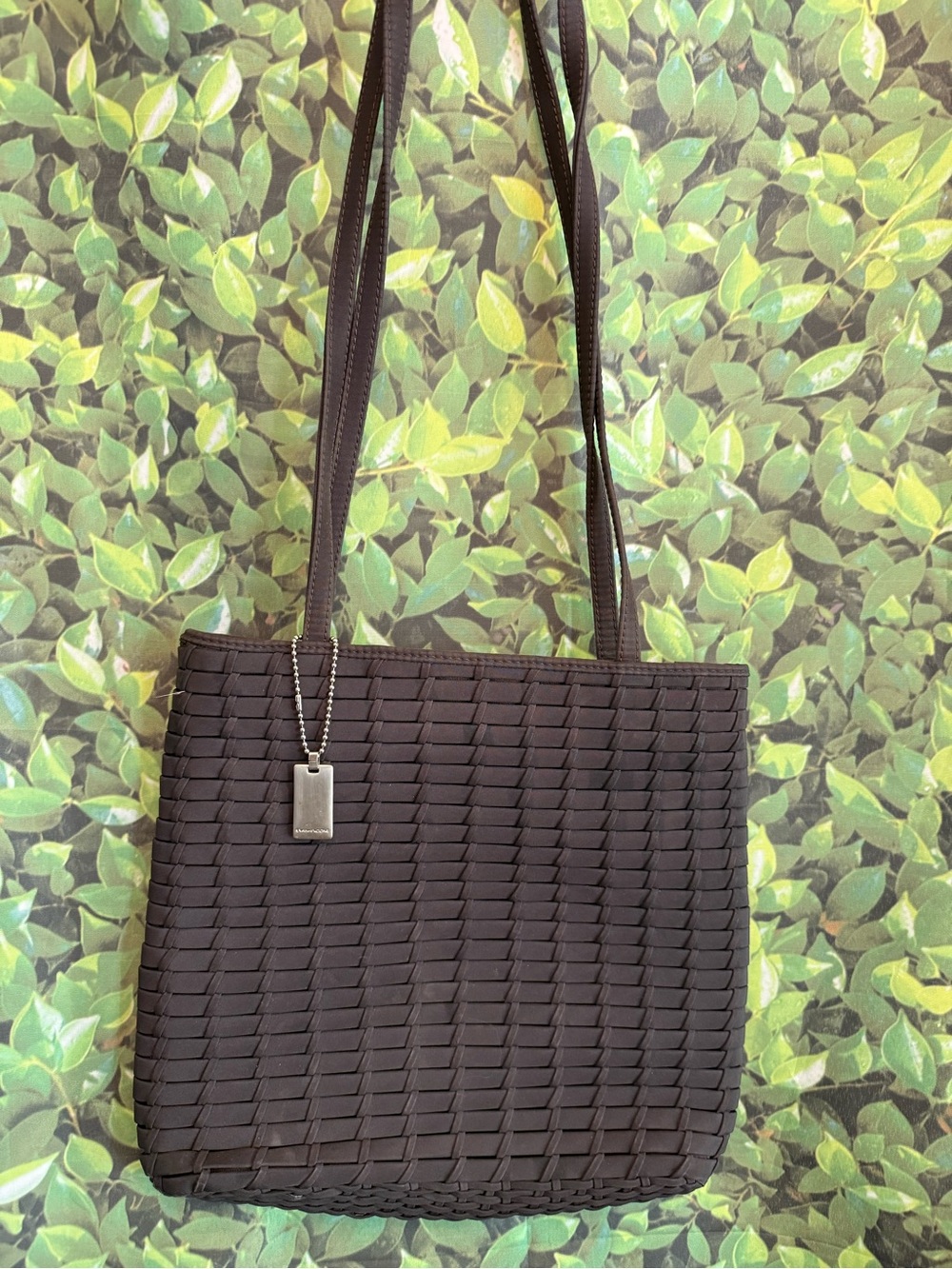 Evan Picone Dark Brown Woven Shoulder Bag